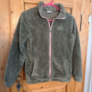 Columbia Sportswear Company Green Fleece Zip Up Jacket Girls Sz Large (14-16)